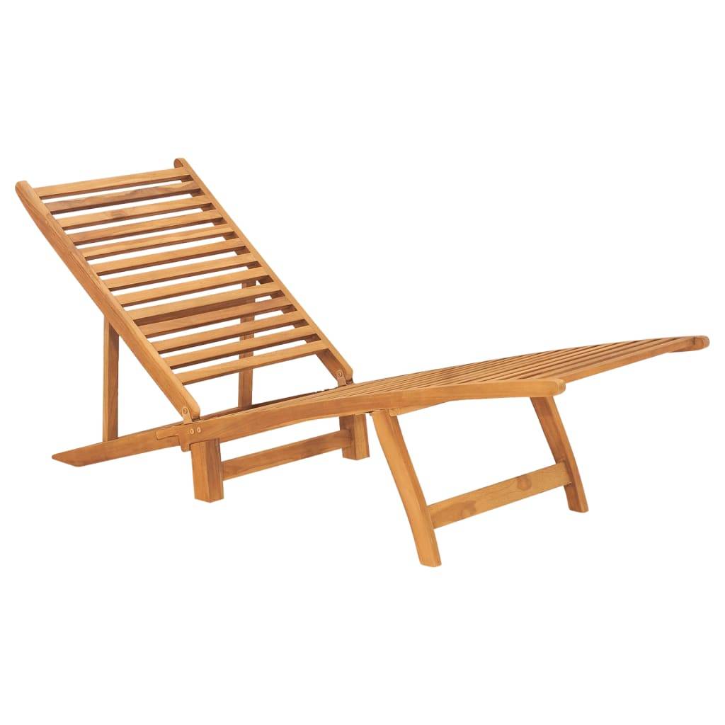 Helloshop26 - Transat chaise longue bain de soleil lit de jardin terrasse meuble d'extérieur bois de teck solide - Image 1