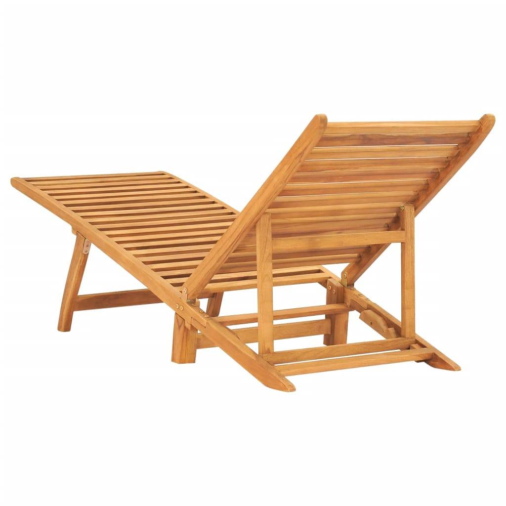 Helloshop26 - Transat chaise longue bain de soleil lit de jardin terrasse meuble d'extérieur bois de teck solide - Image 3