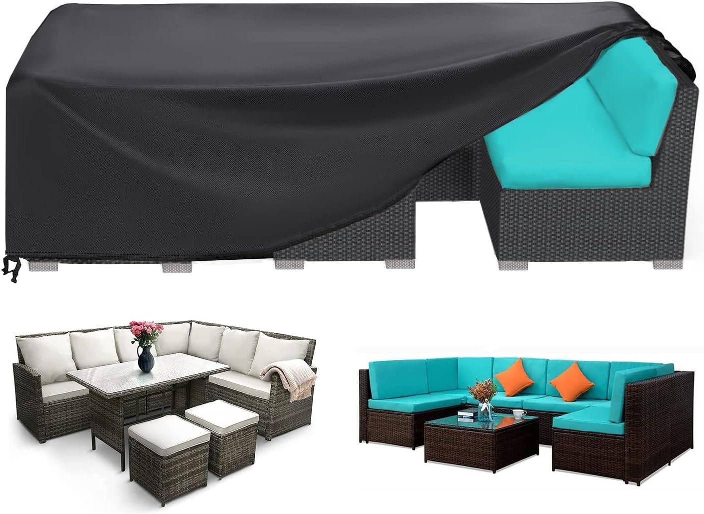 IntiMeg - Housse de Meuble Housse Salon de Jardin Housse de Protection pour Meubles de Jardin Imperméable 420D Tissu Oxford Noir (270x180x89cm) IntiMeg - Image 1