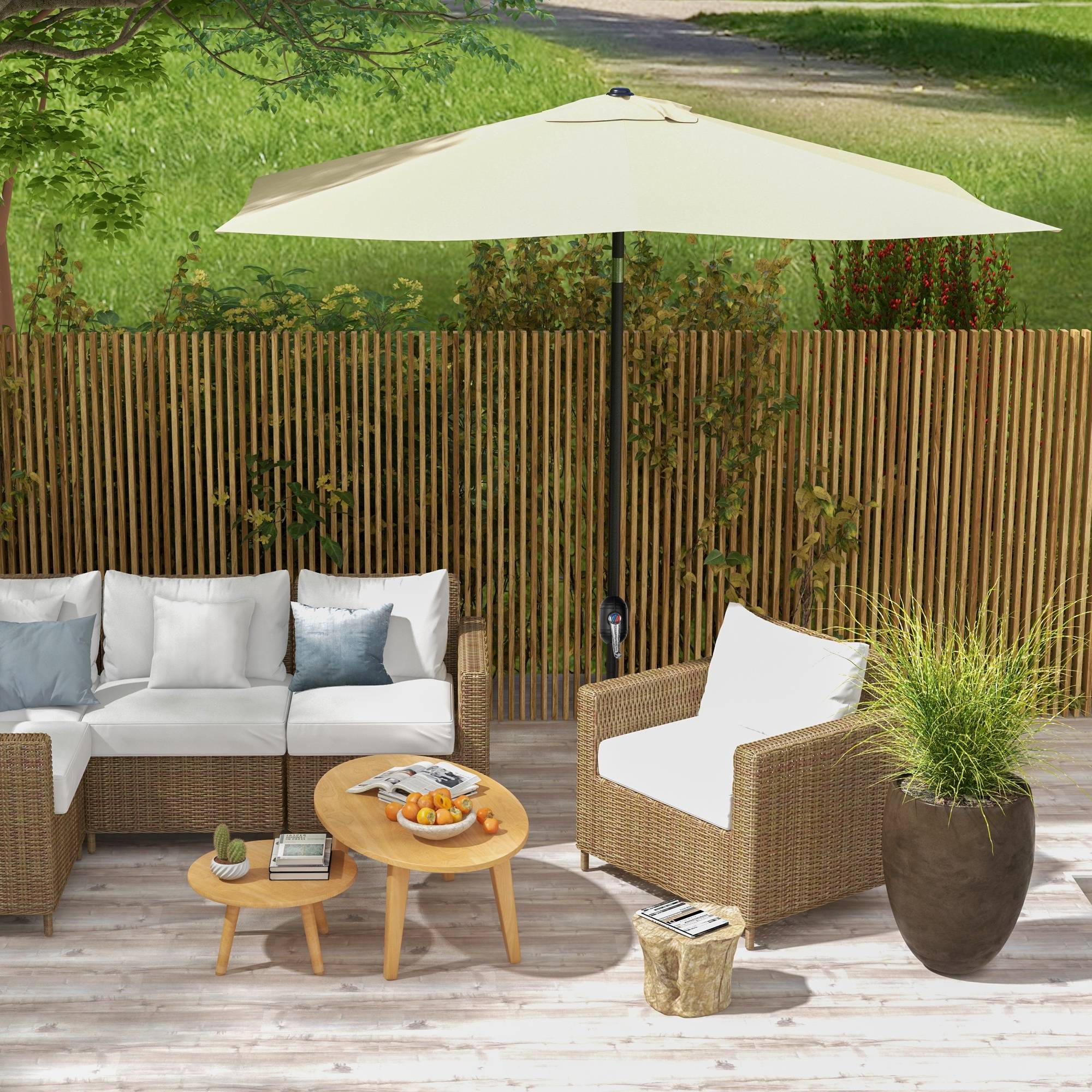 Parasol rectangulaire inclinable en aluminium et polyester crème 290 x 200 x 248 cm - PANGIVO - Image 4