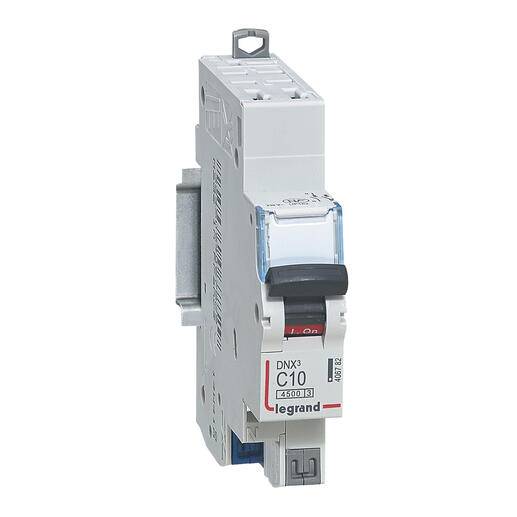 Legrand - Disjoncteur phase + neutre DNX³ 4500 6kA arrivée bornes automatiques 1 module 1P+N 230V 10A - LEGRAND - 406782