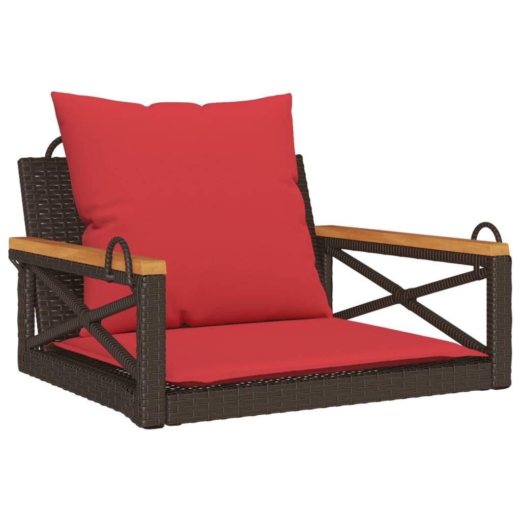 Vidaxl - Balancelle avec coussins marron 63x62x40 cm résine tressée vidaXL 368176 - Image 2