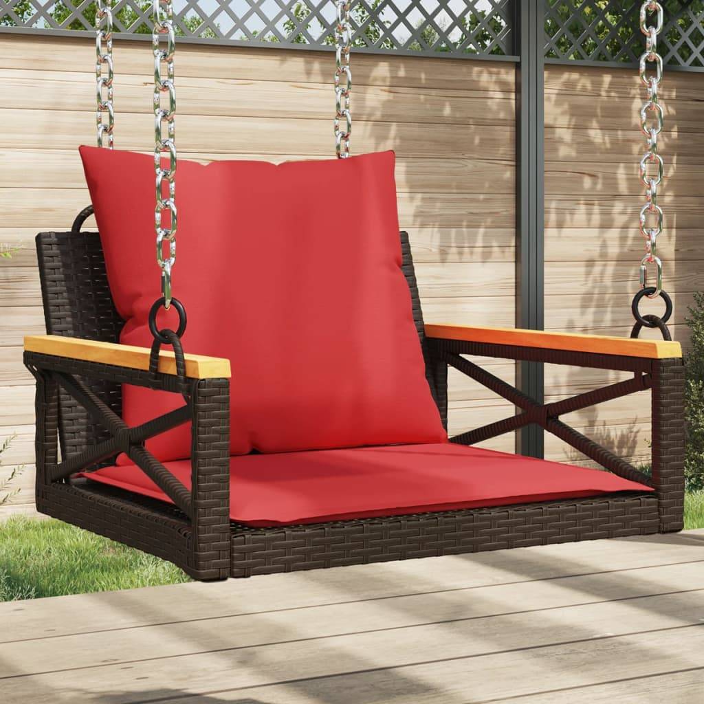 Vidaxl - Balancelle avec coussins marron 63x62x40 cm résine tressée vidaXL 368176 - Image 1