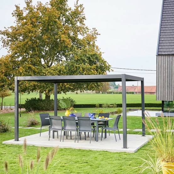 sweeek - Pergola bioclimatique 3×4 m aluminium anthracite avec lames orientables et structure acier – Sweeek - Image 1