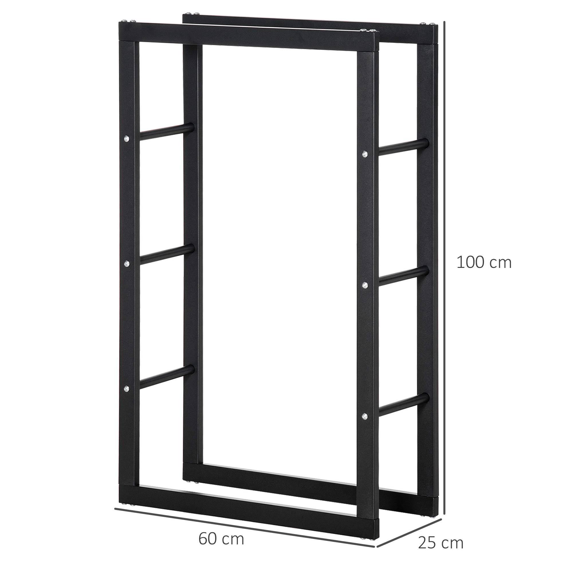 ComfortXL - Porte-bûches métal noir 60 x 25 x 100 cm intérieur salon design charge 100 kg - ComfortXL Outdoor Living - Image 4