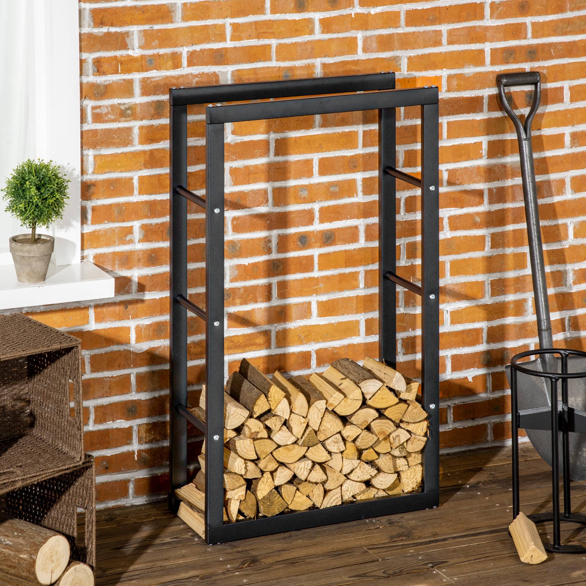 ComfortXL - Porte-bûches métal noir 60 x 25 x 100 cm intérieur salon design charge 100 kg - ComfortXL Outdoor Living - Image 2
