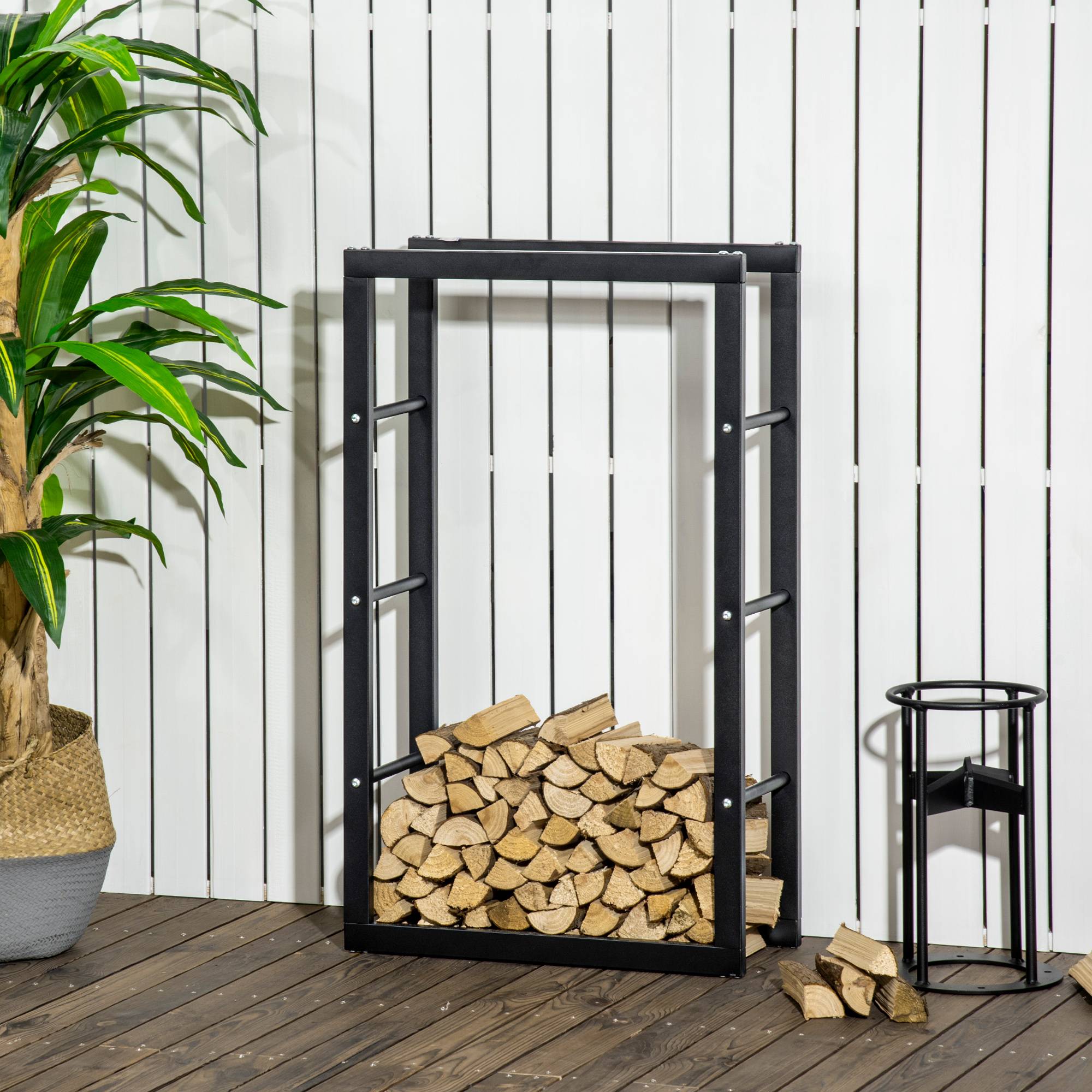 ComfortXL - Porte-bûches métal noir 60 x 25 x 100 cm intérieur salon design charge 100 kg - ComfortXL Outdoor Living - Image 3