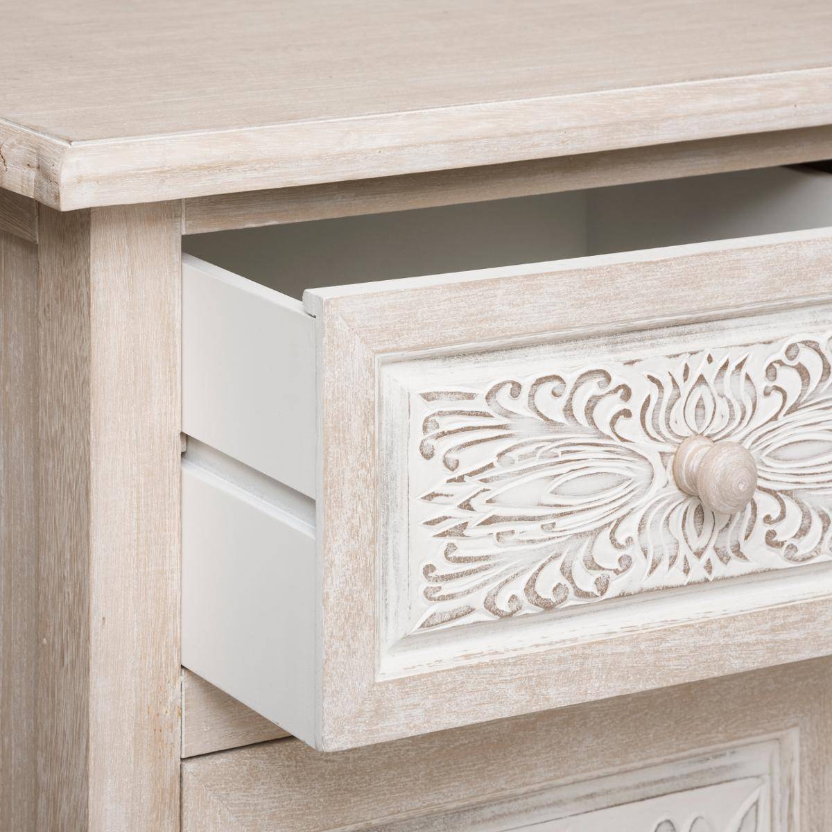 Atmosphera - Buffet 2 portes "Hina" bois blanchi 80x85cm - Atmosphera Créateur d'intérieur - Image 3
