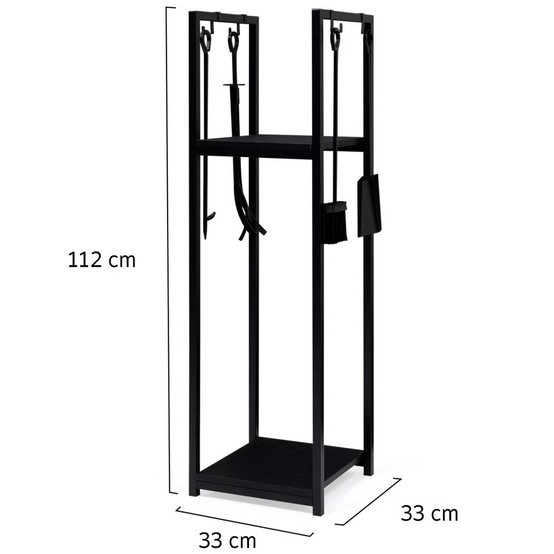 Range bûches vertical avec accessoires 2 étagères H.112 CM pour cheminée - Image 4