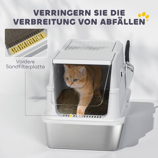 Maison de toilette acier plastique pour chat intérieur anti-odeurs 60cm gris clair - ComfortXL Outdoor Living - Image 10