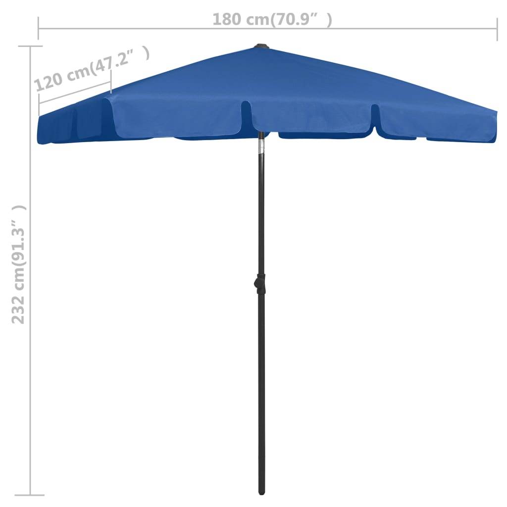 Helloshop26 - Parasol de plage 180 x 120 cm bleu azuré - Image 7