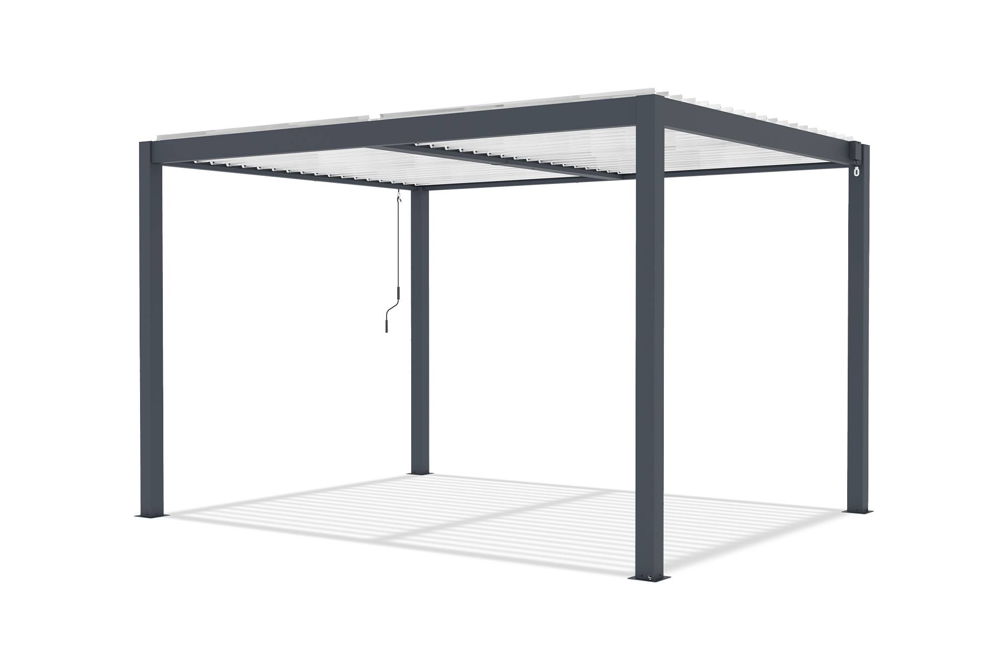 Pergola bioclimatique autoportée 4x3 m AGOSTA aluminium gris lames blanches - Image 7