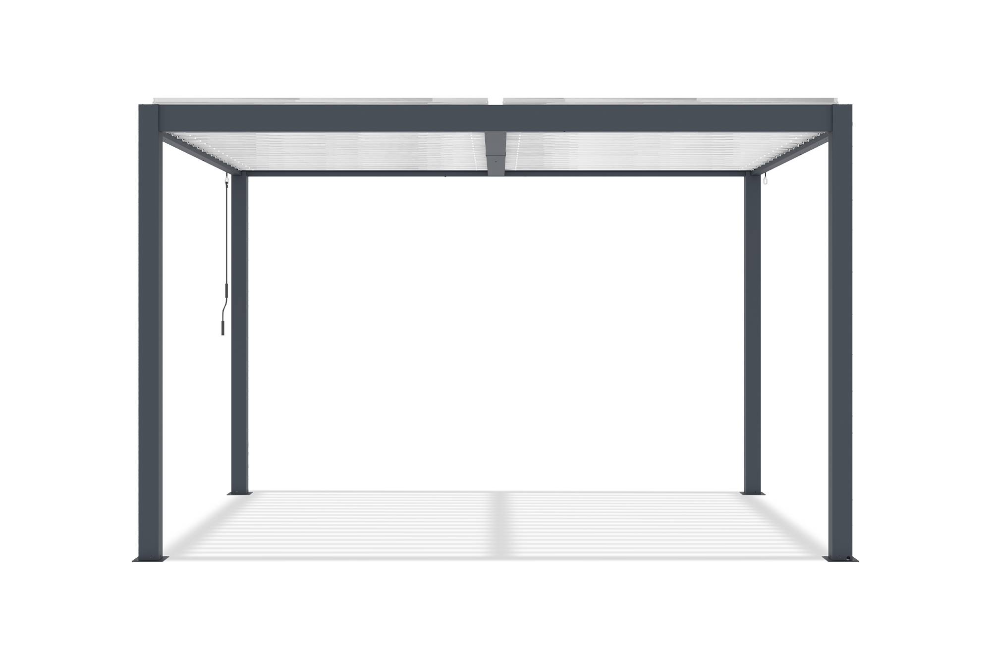 Pergola bioclimatique autoportée 4x3 m AGOSTA aluminium gris lames blanches - Image 6