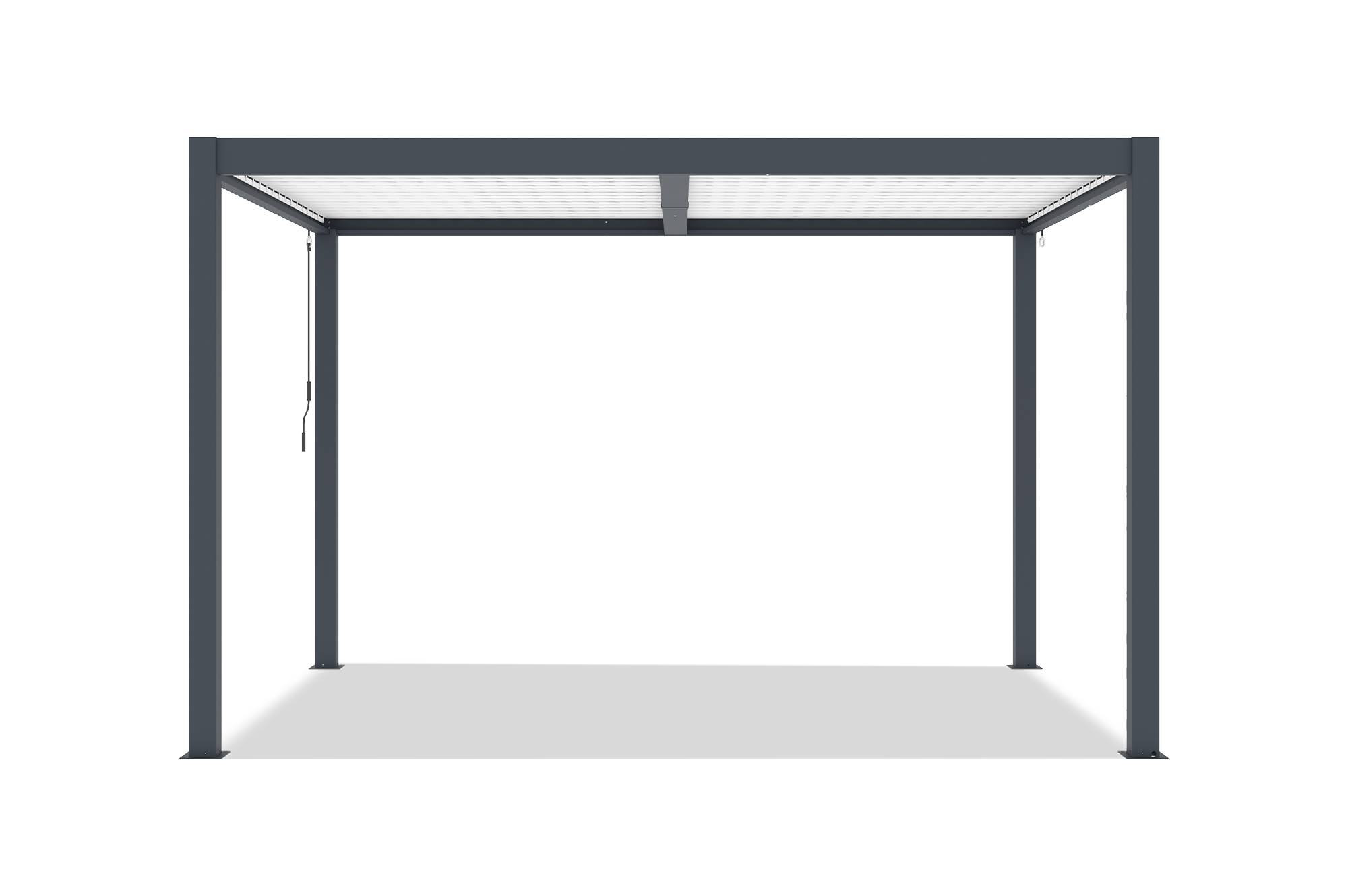 Pergola bioclimatique autoportée 4x3 m AGOSTA aluminium gris lames blanches - Image 3