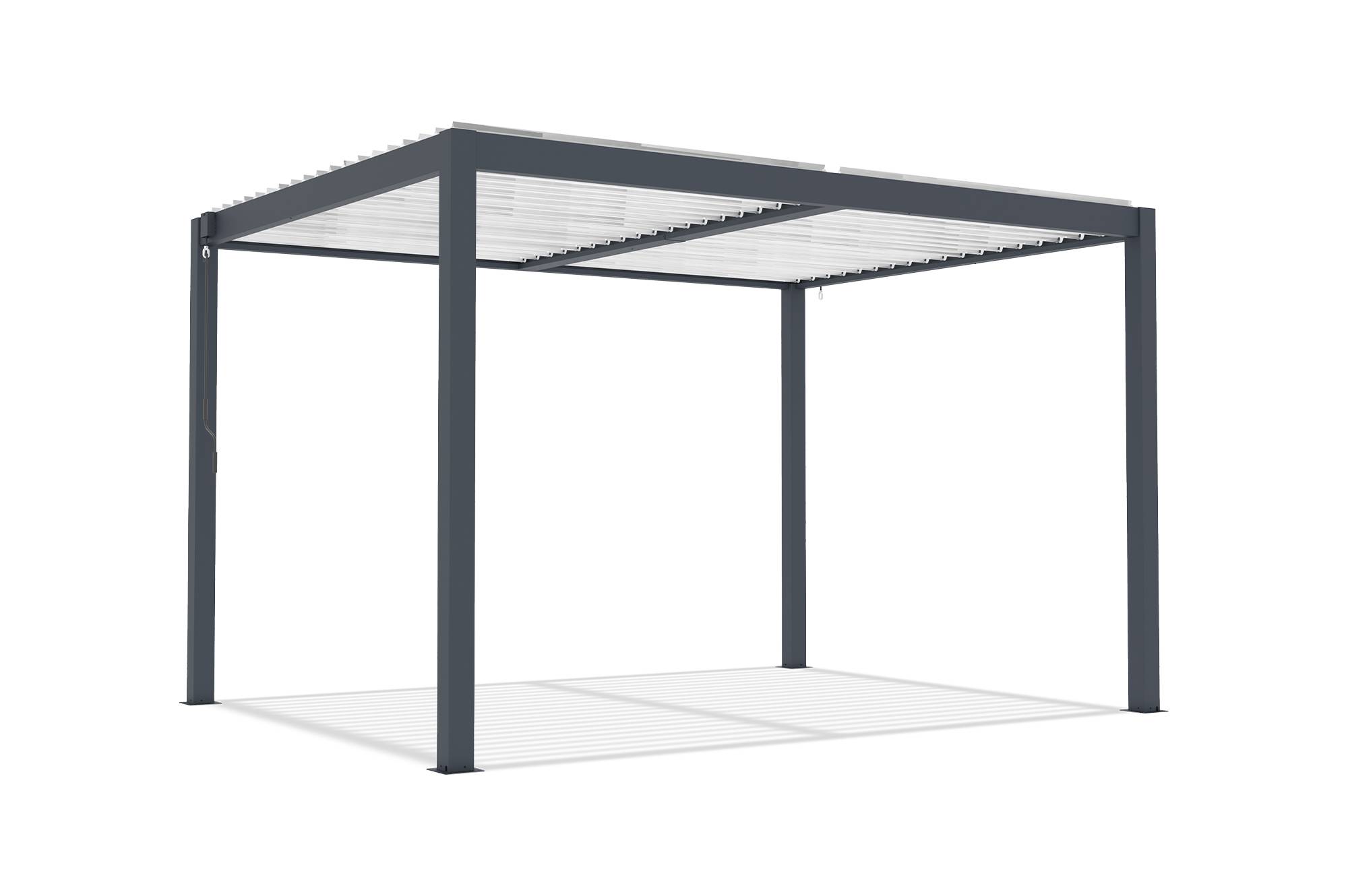 Pergola bioclimatique autoportée 4x3 m AGOSTA aluminium gris lames blanches - Image 5