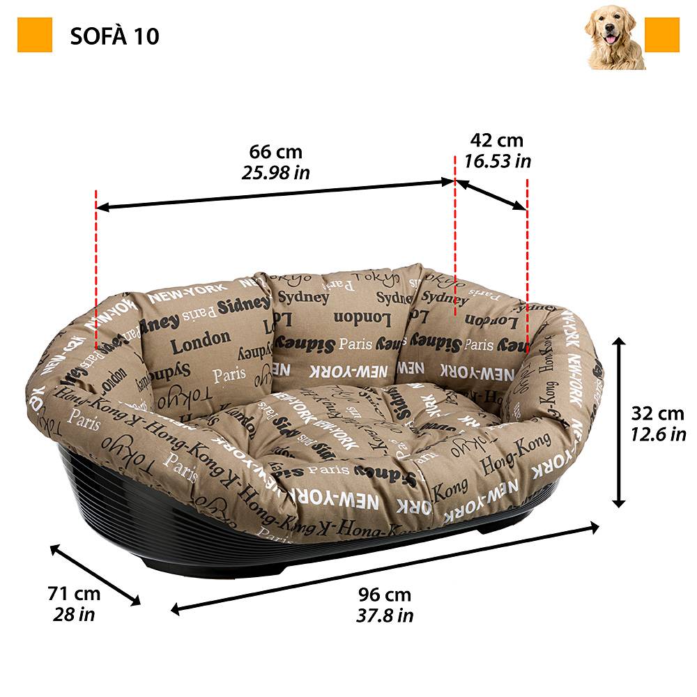 Ferplast - Ferplast Panier Chien avec Coussin SOFA' 10 en Coton Lavable, Lit pour Chien en Plastique Rembourré, Corbeille en Plastique et Coussin pour Chien, - Image 2