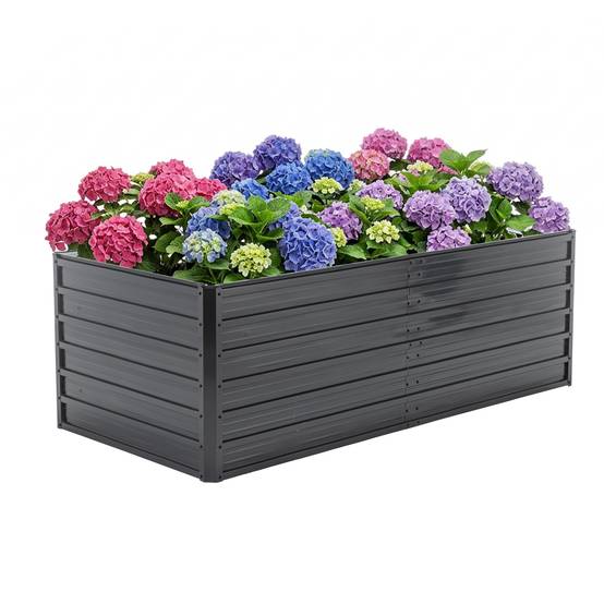 Grand carré potager surélevé acier jardin culture légumes 190x90x64cm noir - ComfortXL Outdoor Living - Image 8