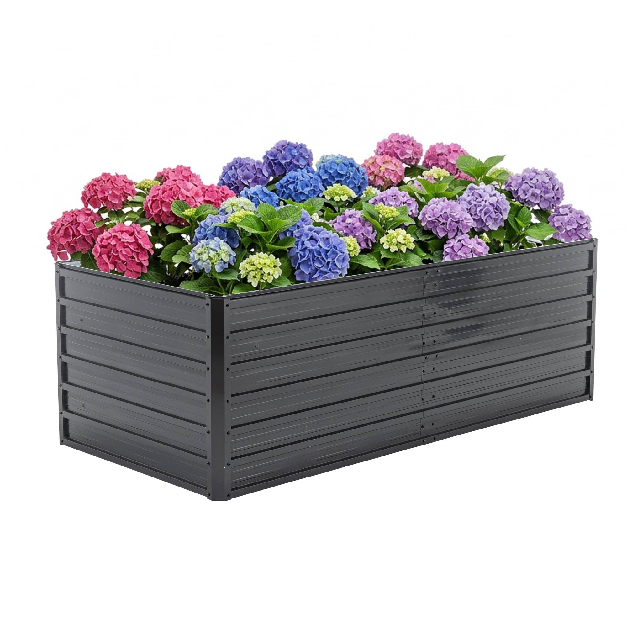 Grand carré potager surélevé acier jardin culture légumes 190x90x64cm noir - ComfortXL Outdoor Living - Image 8