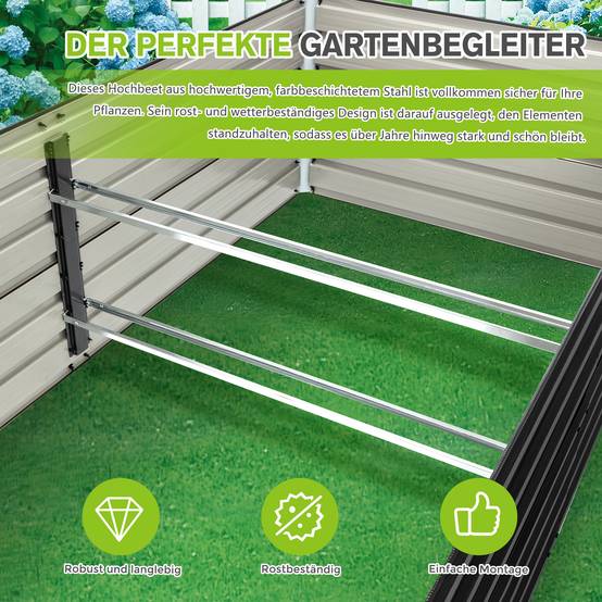 Grand carré potager surélevé acier jardin culture légumes 190x90x64cm noir - ComfortXL Outdoor Living - Image 4