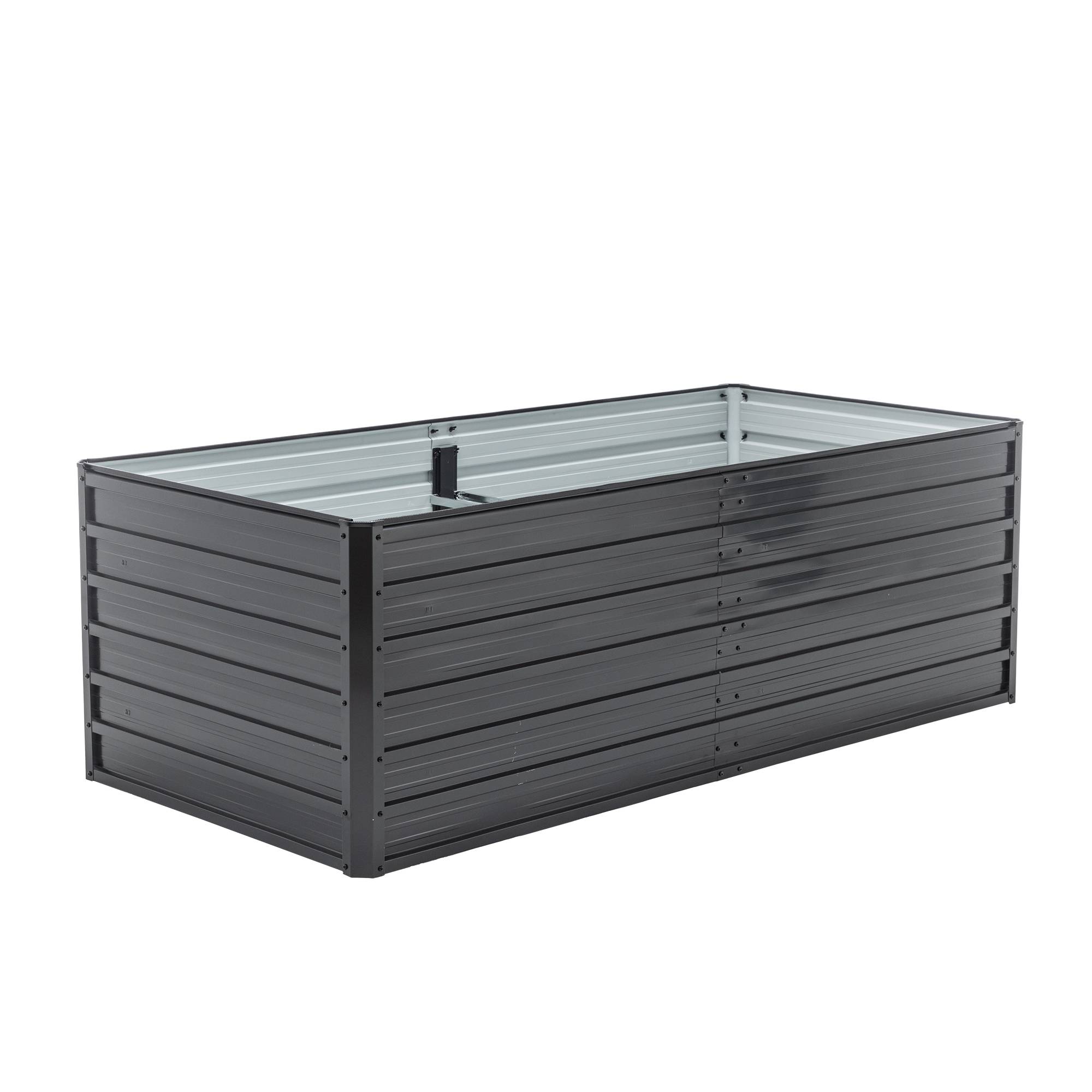 Grand carré potager surélevé acier jardin culture légumes 190x90x64cm noir - ComfortXL Outdoor Living - Image 7