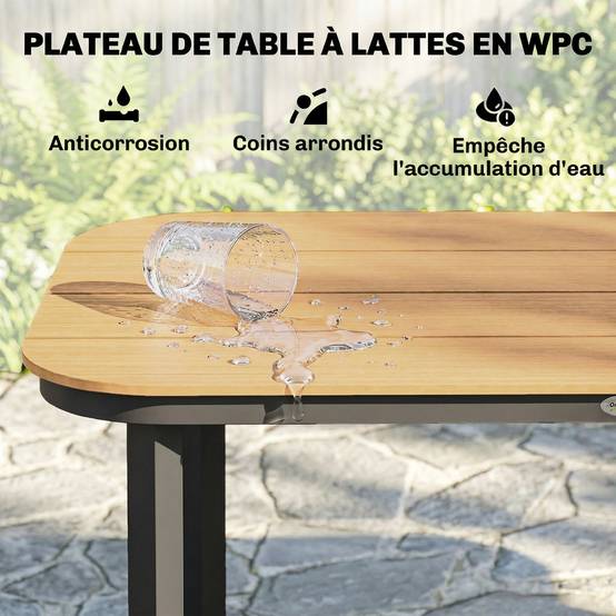 PANGIVO - Table de jardin WPC et métal naturel 155 x 88 x 72 cm - PANGIVO - Image 7