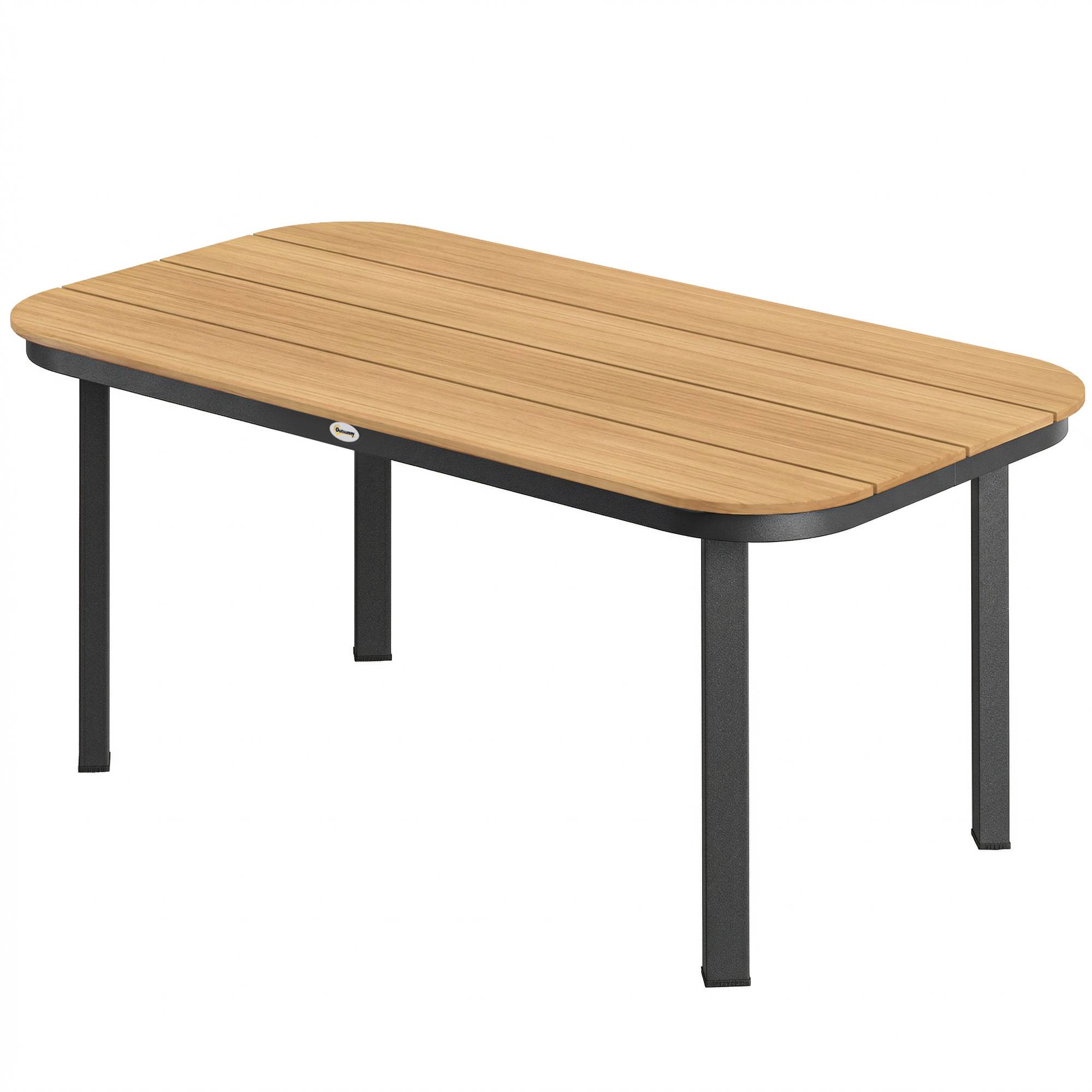 PANGIVO - Table de jardin WPC et métal naturel 155 x 88 x 72 cm - PANGIVO - Image 2