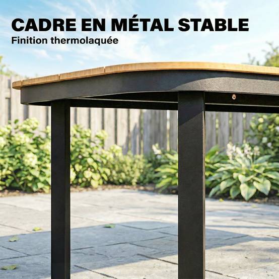 PANGIVO - Table de jardin WPC et métal naturel 155 x 88 x 72 cm - PANGIVO - Image 8
