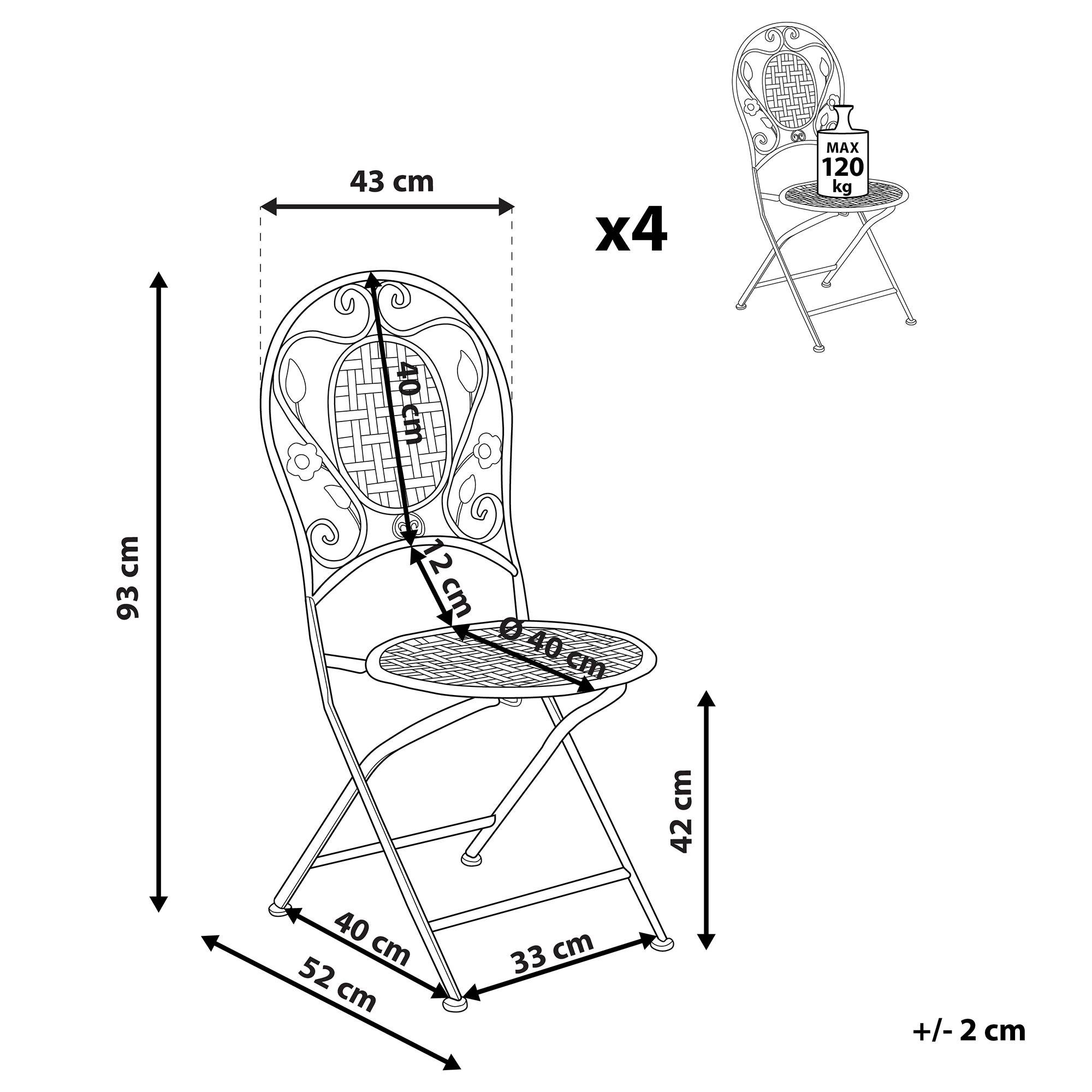 Beliani - Chaise de jardin Métal Blanc cassé BIVIO - Beliani - Image 2