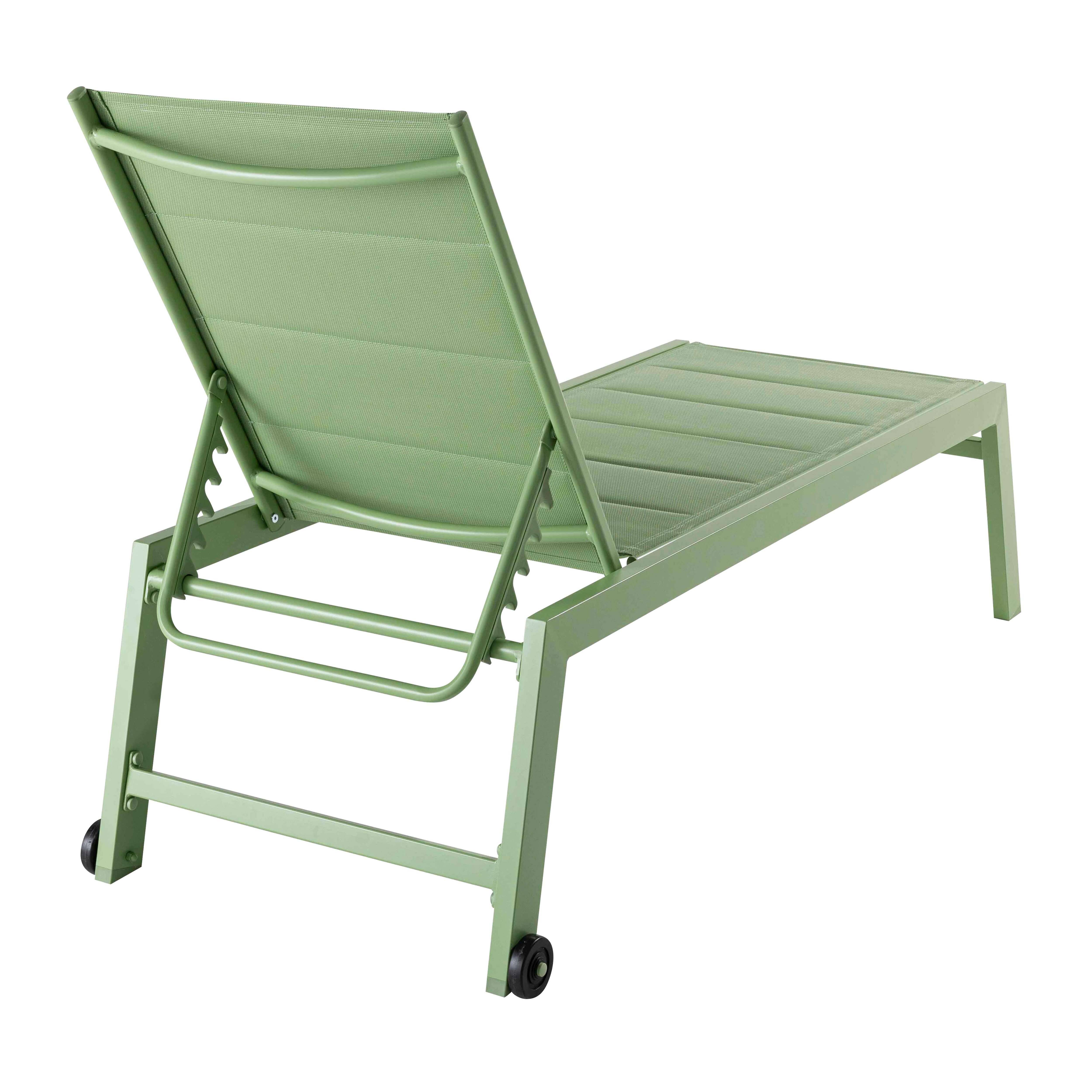 Oviala - Lot de 2 bains de soleil en aluminium et textilène vert cactus Nouméa - Oviala - Image 6