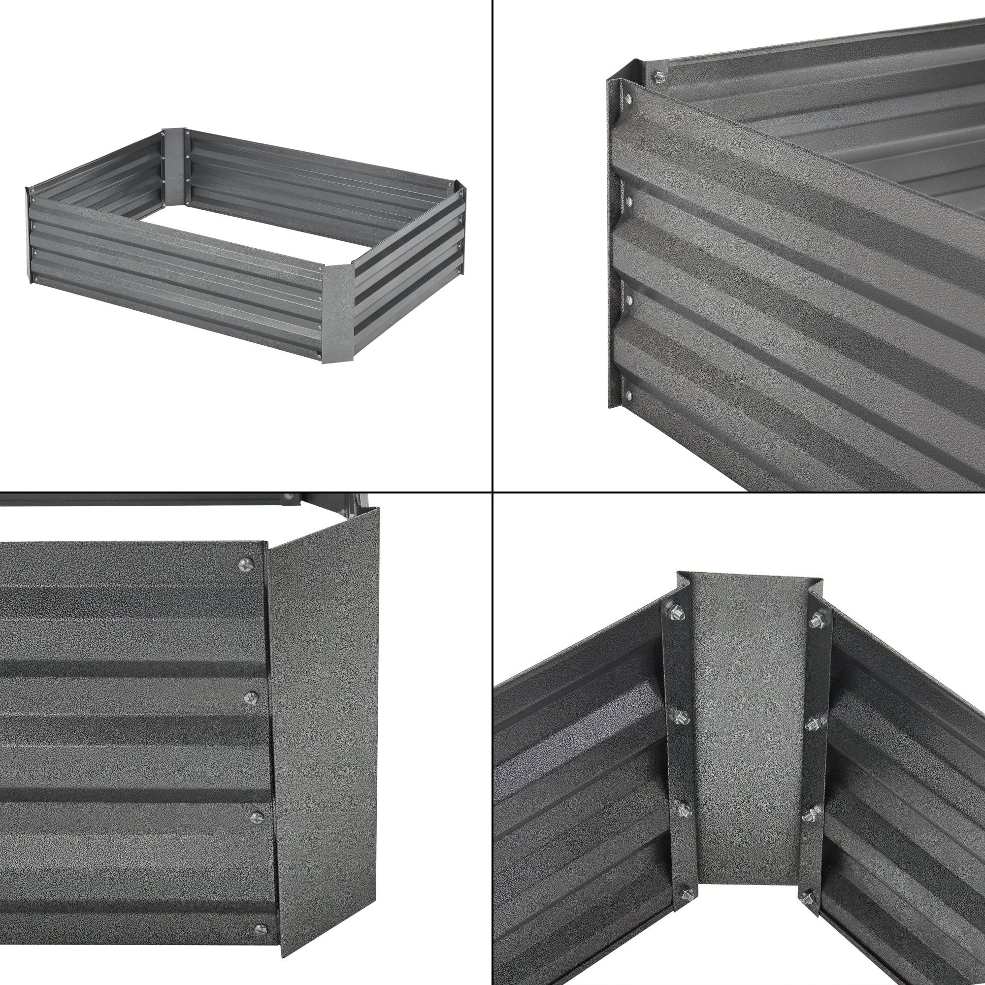 Carré potager cadre rectangulaire sans fond en acier 120 x 90 x 30 cm anthracite - Image 5