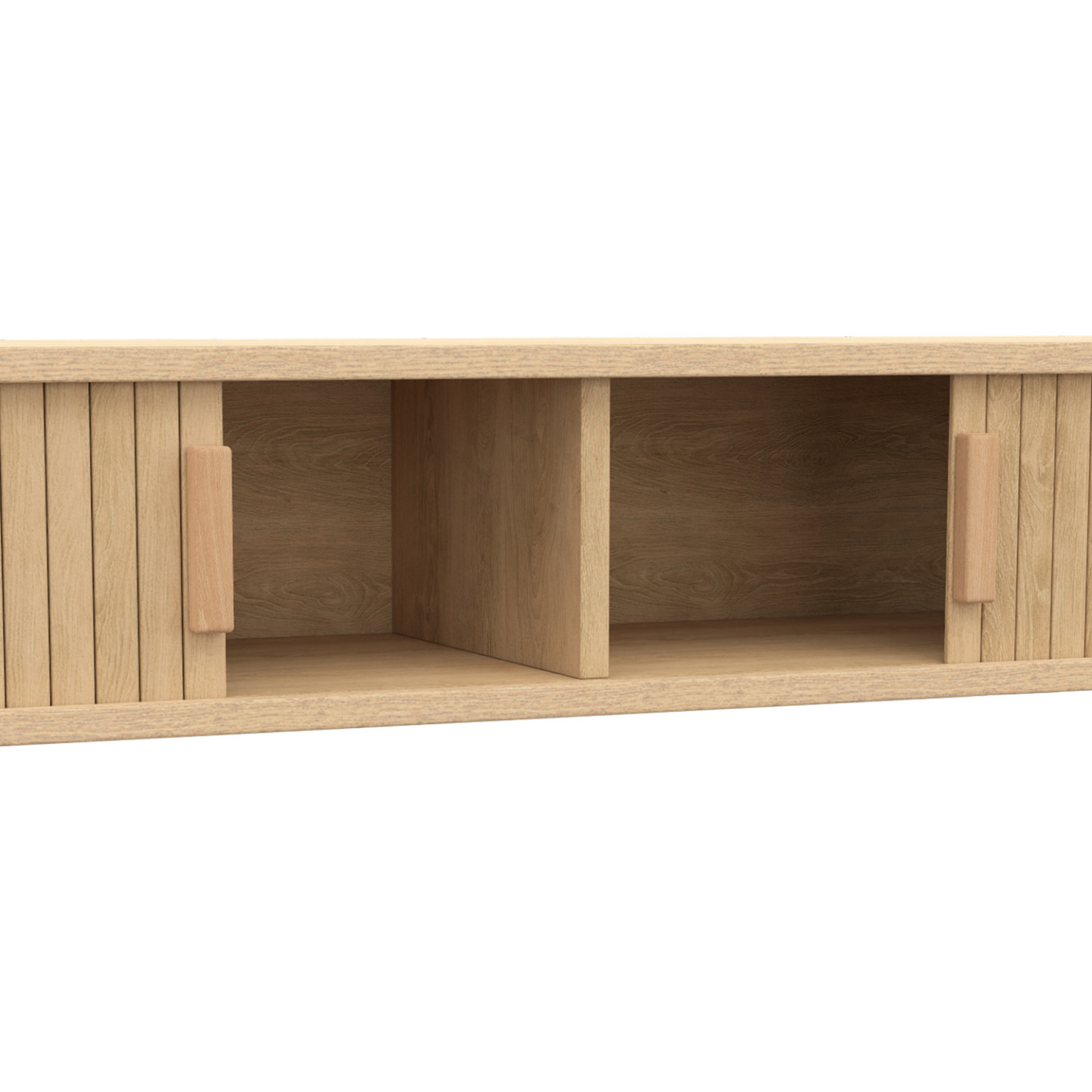 Console 2 portes coulissantes ROMIE lattes tasseau bois coloris chêne - Image 6