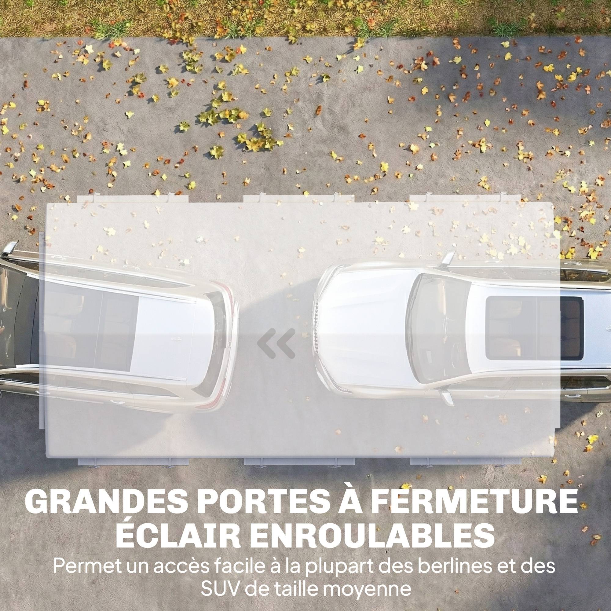 Abri de Voiture Tente de Garage Protection UV30+ Hauteur Réglable 6 Fenêtres et Moustiquaire 3x6m Blanc - Image 9