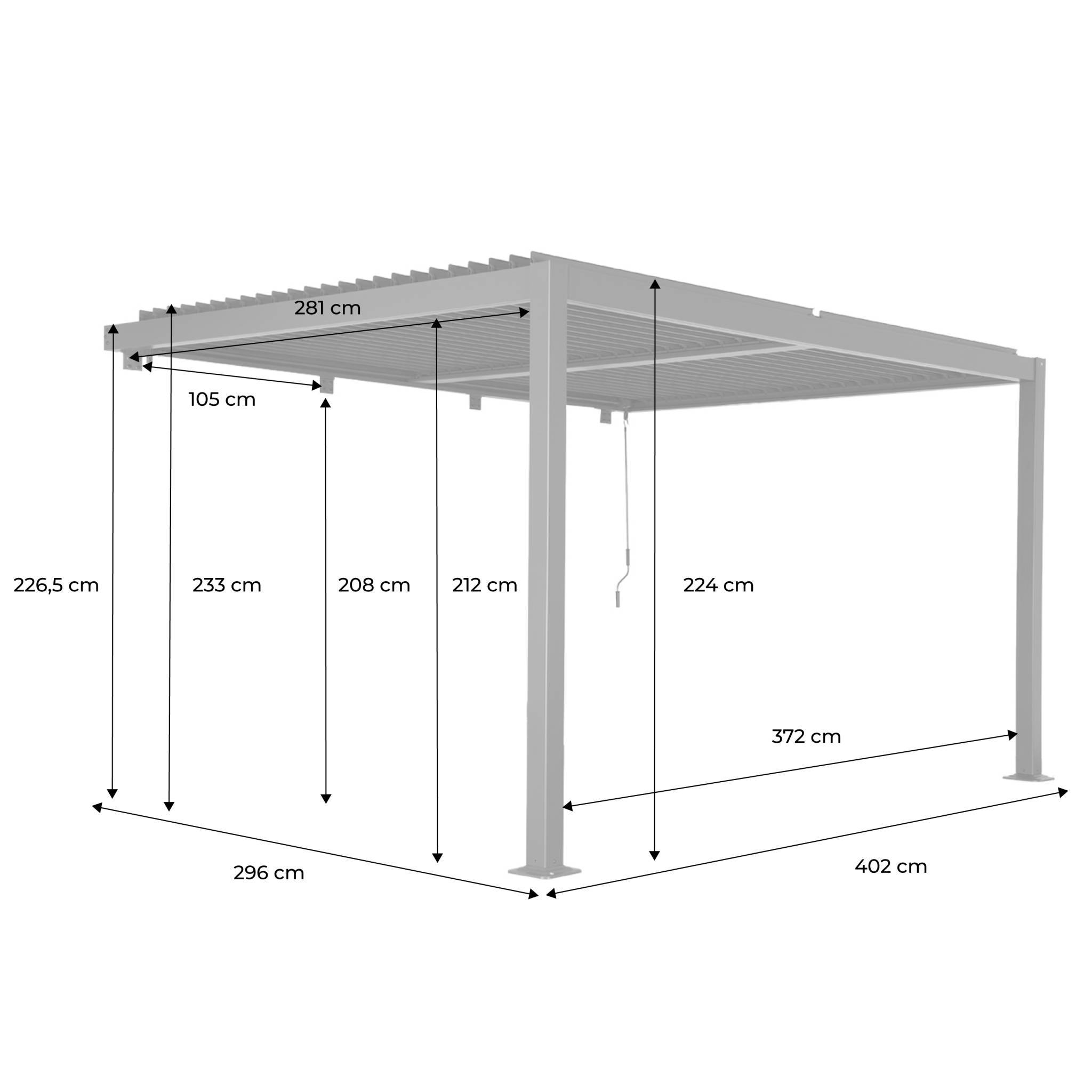 sweeek - Pergola bioclimatique aluminium adossée lames orientables 4x3m noir Palace | sweeek - Image 4