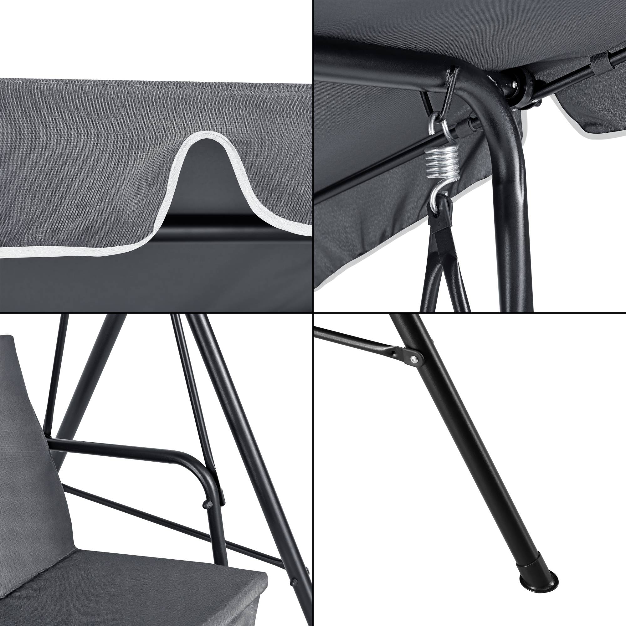Balancelle de Jardin 3 Places Charge Max. 270 kg 172x112x152cm Gris Foncé [en.casa] - Image 5