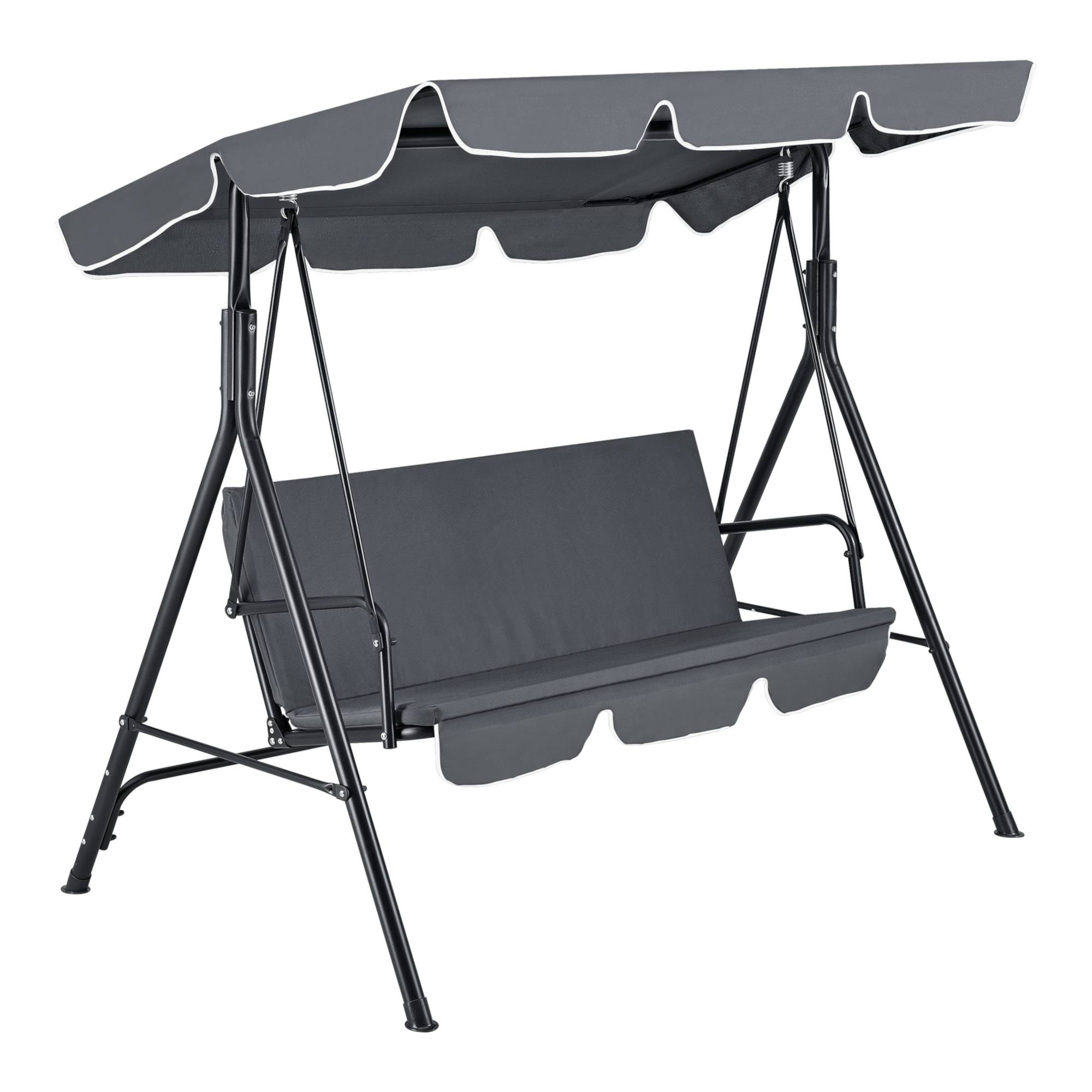 Balancelle de Jardin 3 Places Charge Max. 270 kg 172x112x152cm Gris Foncé [en.casa] - Image 1