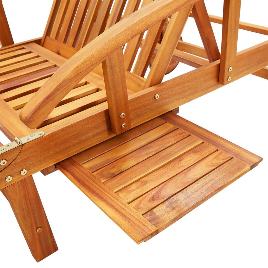 PANGIVO - Lot de 2 chaises longues bois acacia avec table et coussins vert vif 199 x 67 x 30/51/62/77/85 cm - PANGIVO - Image 6