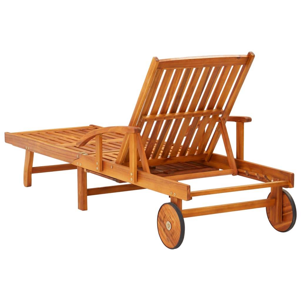 PANGIVO - Lot de 2 chaises longues bois acacia avec table et coussins vert vif 199 x 67 x 30/51/62/77/85 cm - PANGIVO - Image 3