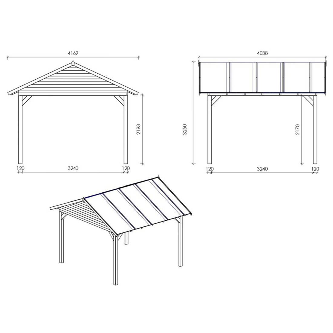 Altanka - Pergola de jardin 4.04x4.04m avec panneaux - traité - ALT126 - ALTANKA - Image 3