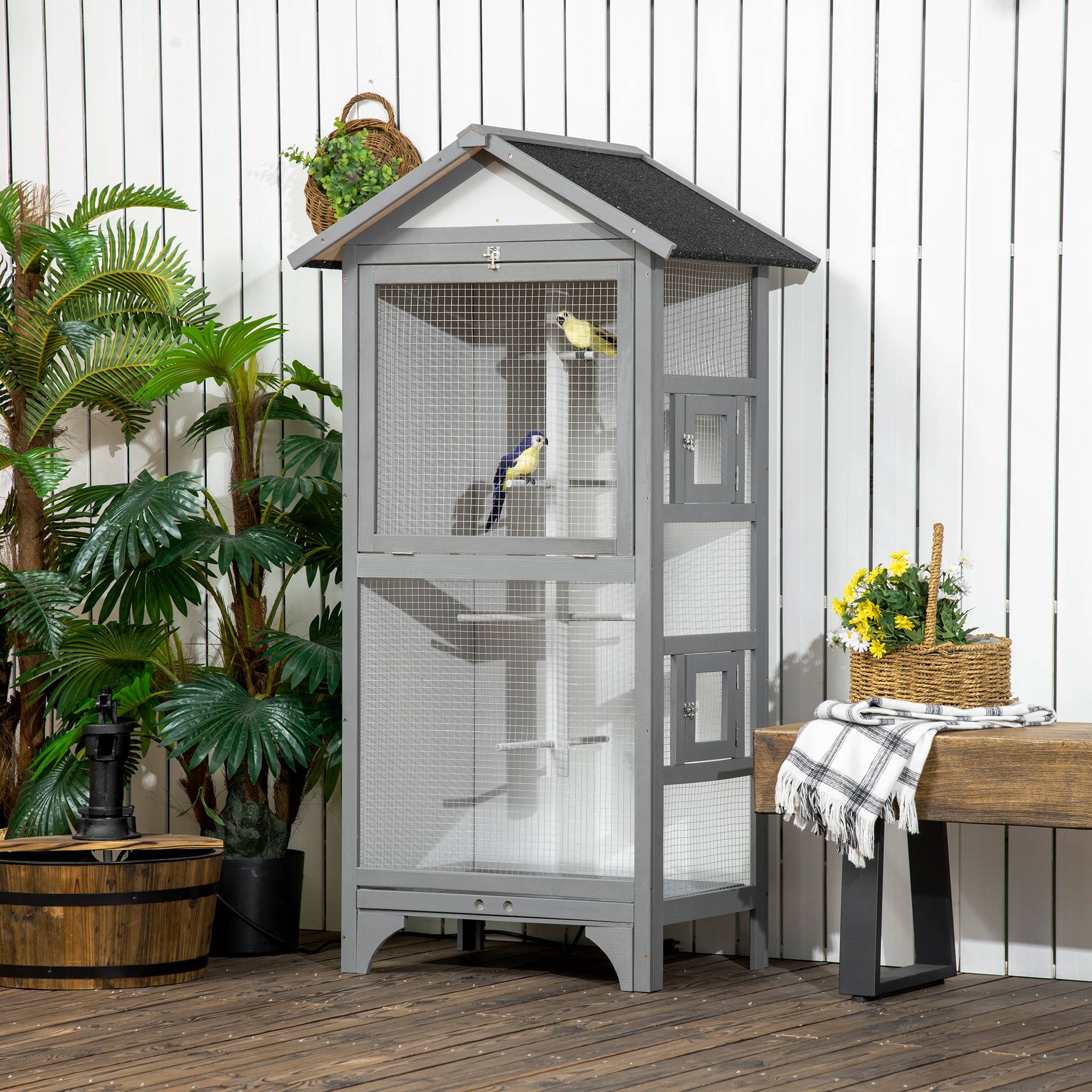 ComfortXL - Cage à oiseaux métal blanc 47,5 x 36 x 54,5 cm perruches nettoyage facile - ComfortXL Outdoor Living - Image 3