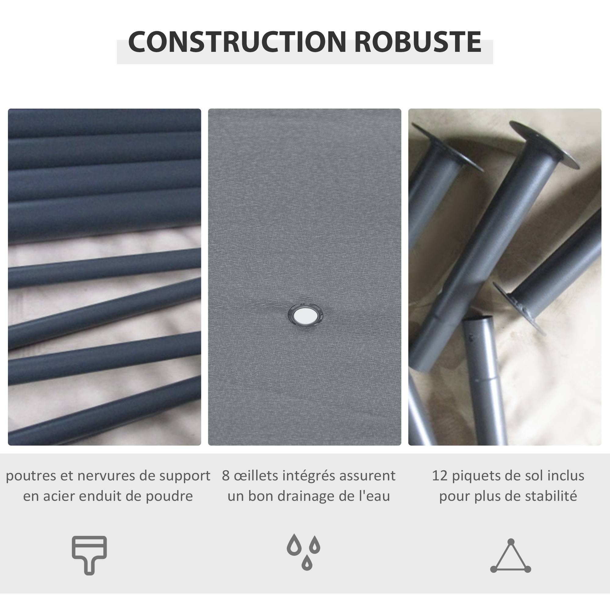 Outsunny - Tonnelle de jardin barnum pavillon 4x3x2,72m double toit toiles latérales amovibles gris - Outsunny - Image 5