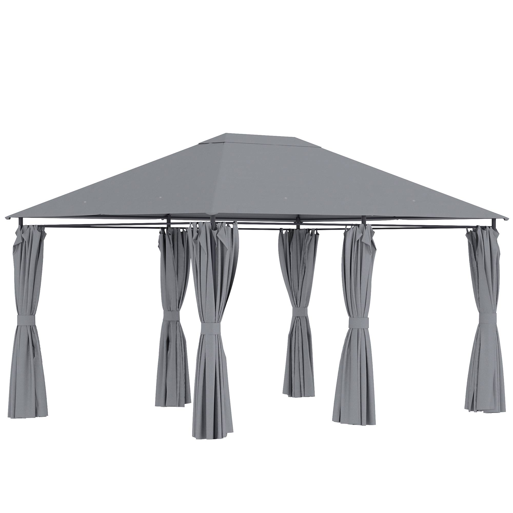Outsunny - Tonnelle de jardin barnum pavillon 4x3x2,72m double toit toiles latérales amovibles gris - Outsunny - Image 1