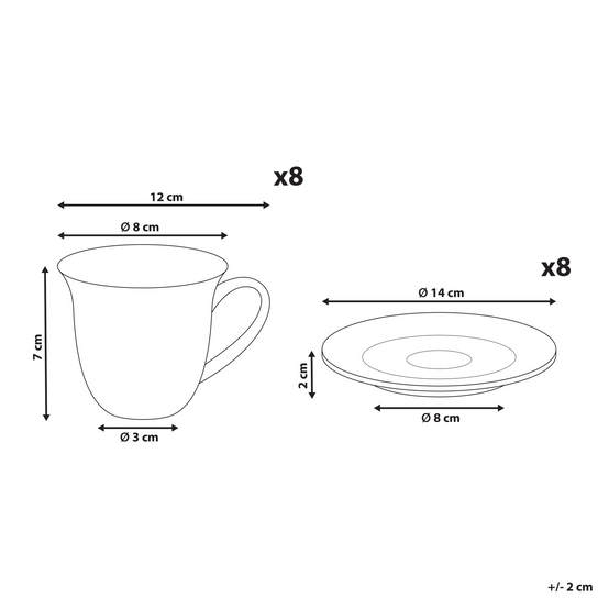 Beliani - Tasses et mugs Porcelaine Blanc ELDERBERRY - 14x14x2- Beliani - Image 2