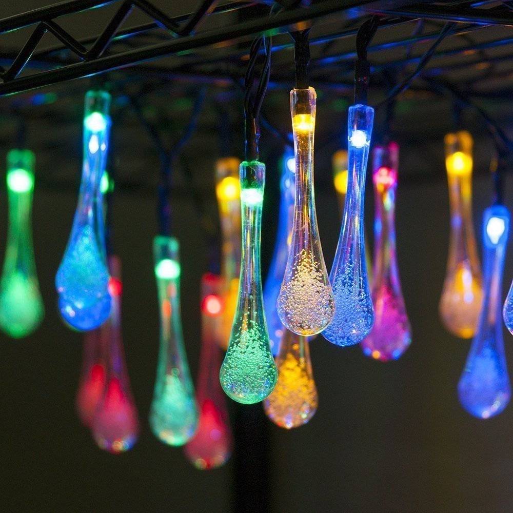 Guirlande solaire gouttes d'eau multicolore 6.8 mètres Translucide - Image 1