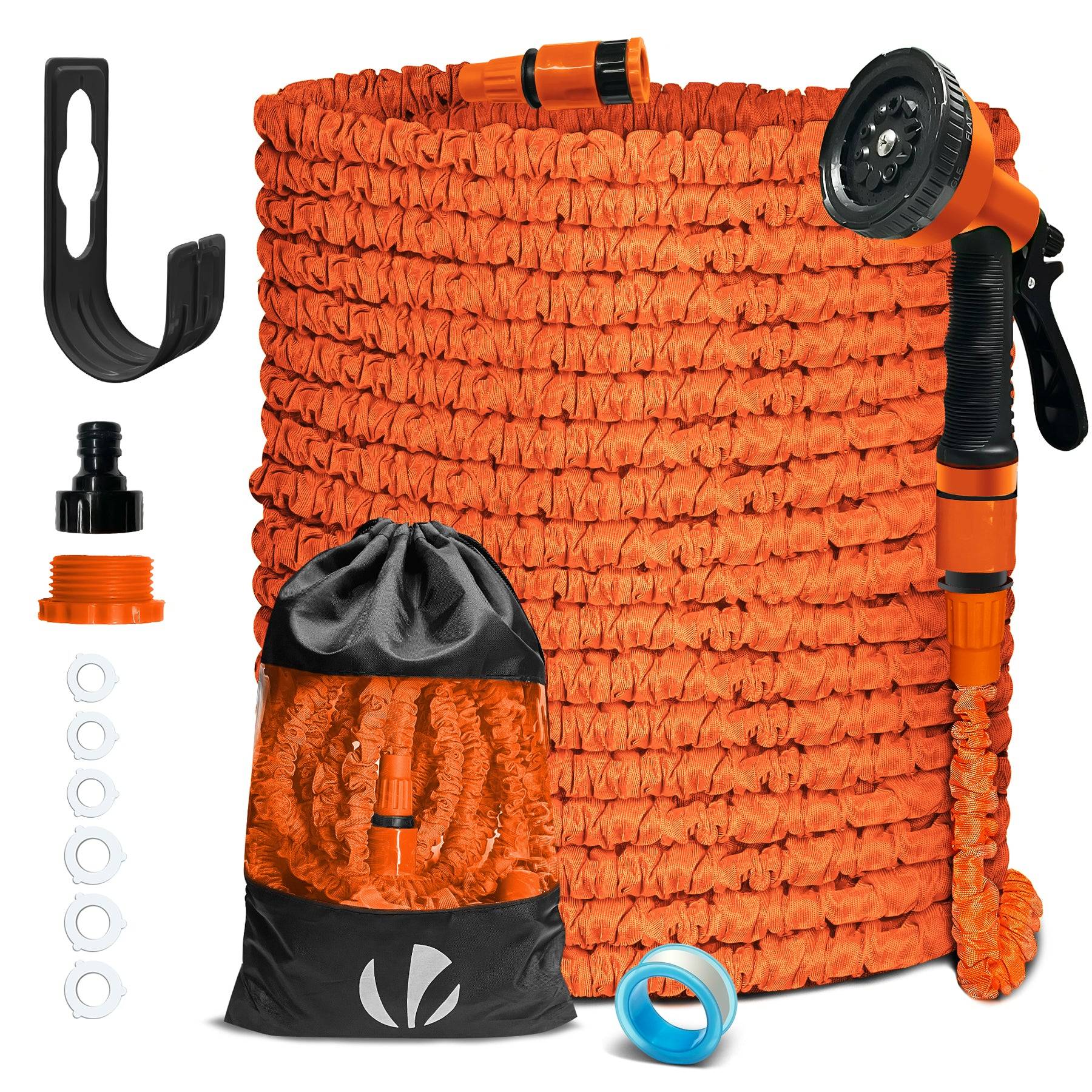 Tuyau d’Arrosage Extensible 45m avec Accessoires orange - Image 1