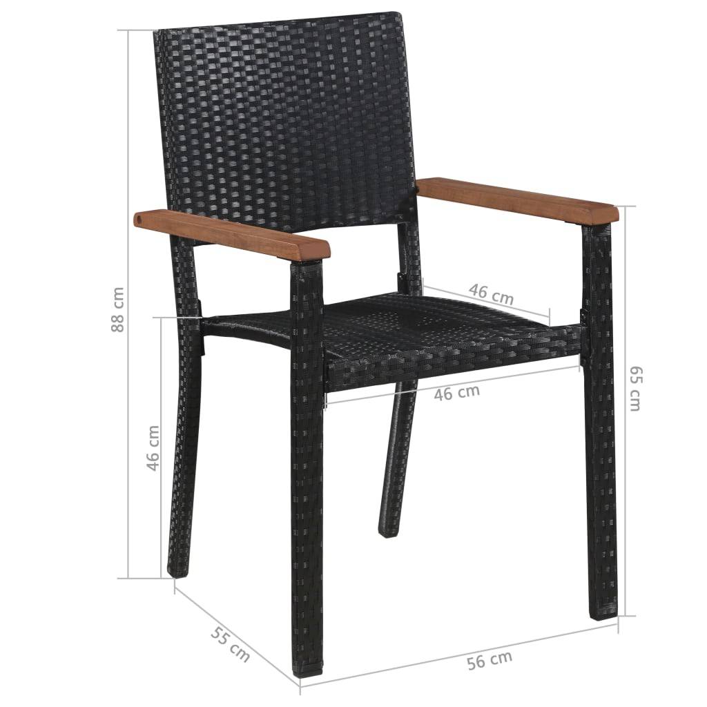 Vidaxl - Chaise d'extérieur lot de 2 Résine tressée Noir vidaXL 43937 - Image 3