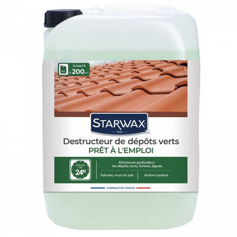 Starwax - Destructeur de dépôts verts prêt à l'emploi pour toitures, murs et sols extérieurs 20L STARWAX - Image 1