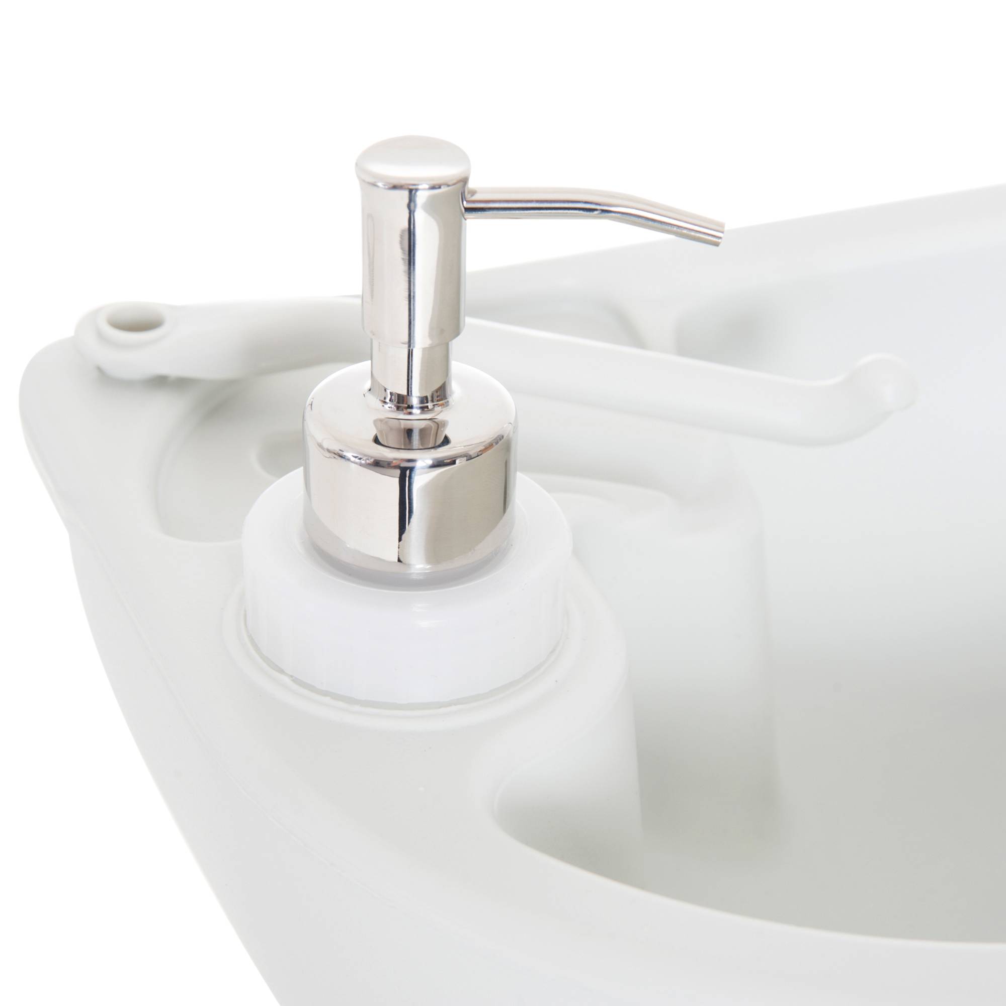 Lavabo Portable de Camping 17 L avec Réservoir d’Eau, Distributeur de Savon et 2 Roues, PEHD, 83 x 50 x 103 cm, Gris Clair - Image 10