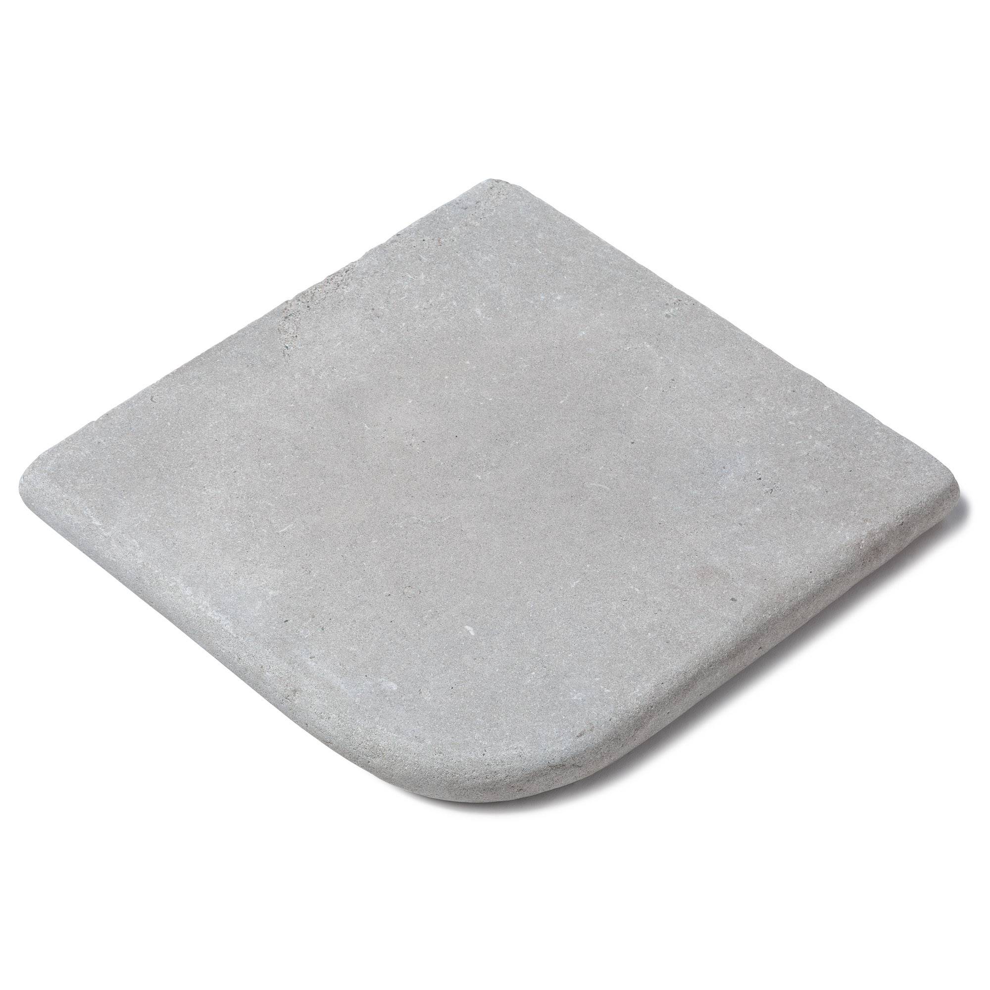RO'MA Nature - Margelle angle sortant Pierre de l'Atlas Gris 33x33x3 cm Bord 1/2 Rond (à l'unité) - RO'MA NATURE - Image 1