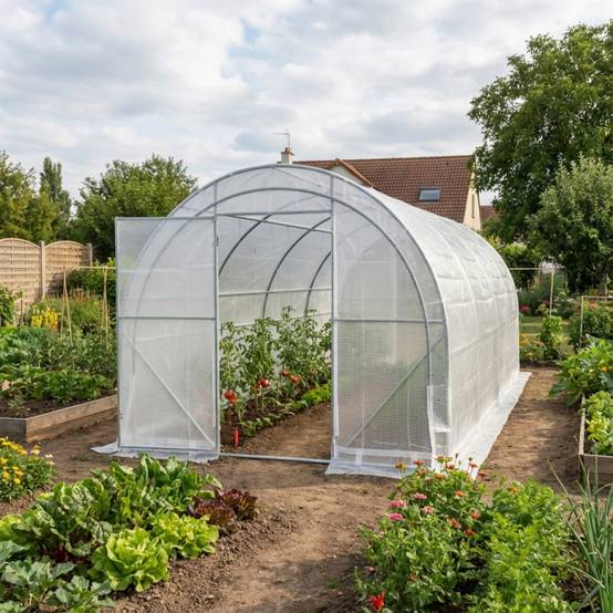 Serre tunnel maraîchère 24m² acier galvanisé PE 200gr/m² Green Protect blanc ancrage renforcé - Image 1