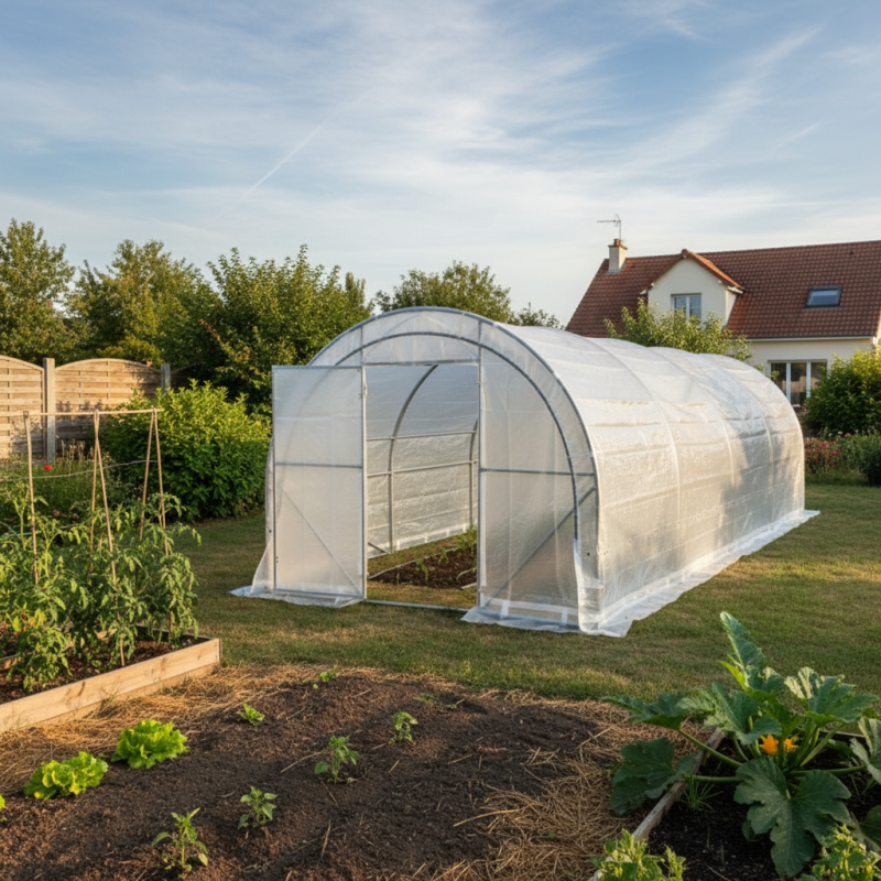 Serre tunnel maraîchère 24m² acier galvanisé PE 200gr/m² Green Protect blanc ancrage renforcé - Image 2